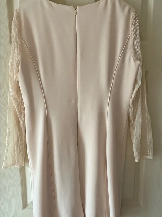 ANTONIO MELANI Soft Blush Pink Long Sleeve Sheer Sequin Dress - Picture 2 of 5